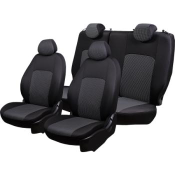 5 549 р. Комплект чехлов для сидений (РЗСиС 40/60 3Г Жаккард) Дублин Lord Autofashion  Chevrolet Spark  M200,250 (2005-2010) (черный, вставка Сеул серый)  с доставкой в г. Горно‑Алтайск. Увеличить фотографию 4