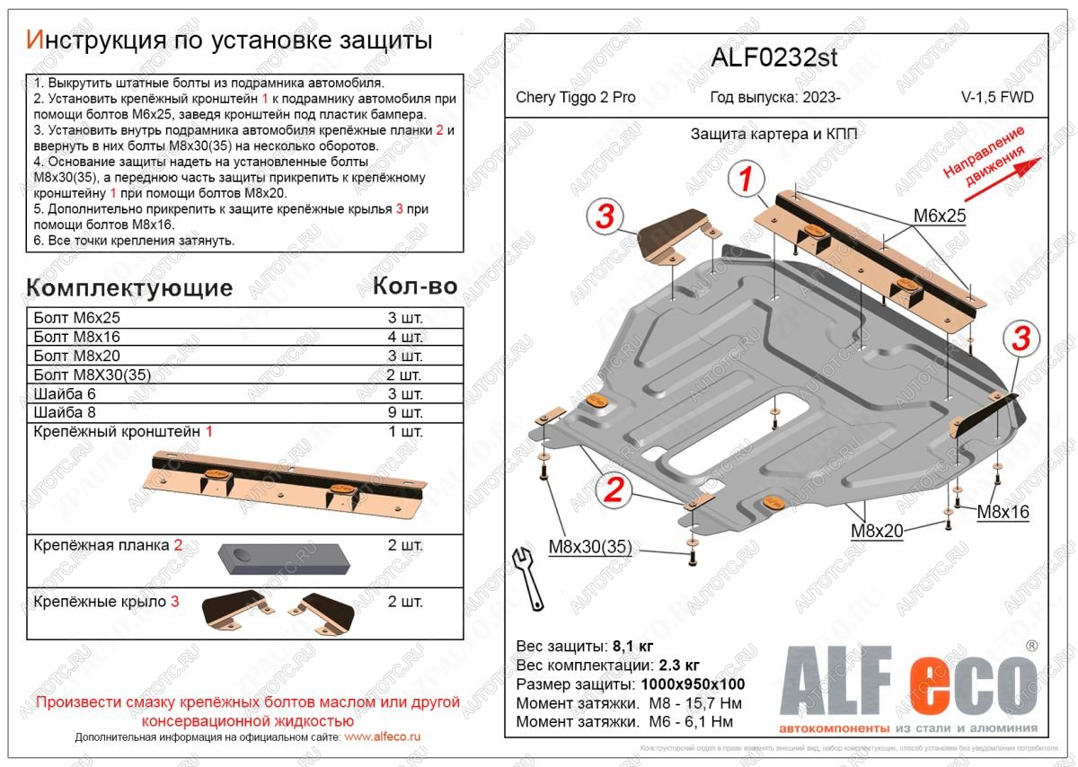 13 199 р. Защита картера и КПП (V-1.5 ) ALFECO  Chery Tiggo 2 Pro (2021-2024) (алюминий 3 мм)  с доставкой в г. Горно‑Алтайск