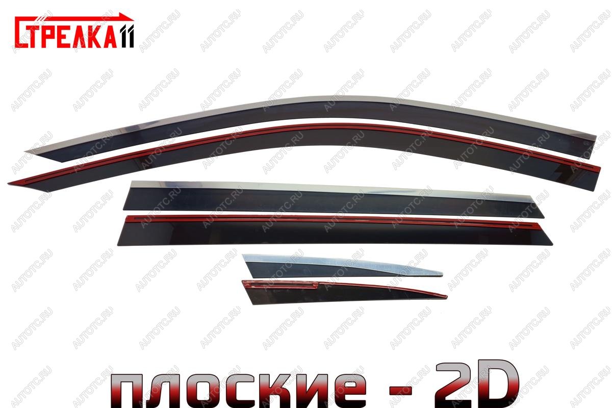 7 399 р. Дефлекторы окон 2D с хром накладками Стрелка11  Geely Monjaro (2022-2024) (черные)  с доставкой в г. Горно‑Алтайск