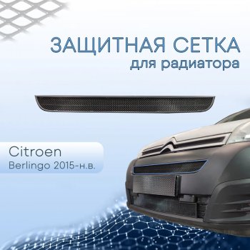 2 699 р. Защитная сетка в бампер (низ, ячейка 3х7 мм) Alfeco Стандарт  CITROEN Berlingo  B9 (2015-2022) рестайлинг (Чёрная)  с доставкой в г. Горно‑Алтайск. Увеличить фотографию 3