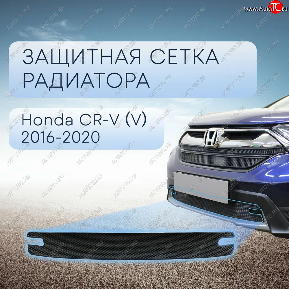 3 779 р. Защитная сетка в бампер (низ, ячейка 3х7 мм) Alfeco Стандарт Honda CR-V RW,RT дорестайлинг (2016-2020) (Чёрная)  с доставкой в г. Горно‑Алтайск