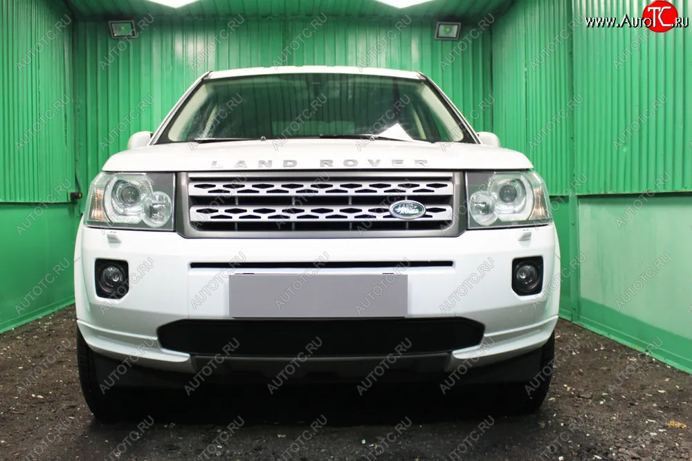 3 199 р. Защитная сетка в бампер (низ, ячейка 3х7 мм) Alfeco Стандарт  Land Rover Freelander  L359 (2010-2012) 1-ый рестайлинг (Чёрная)  с доставкой в г. Горно‑Алтайск