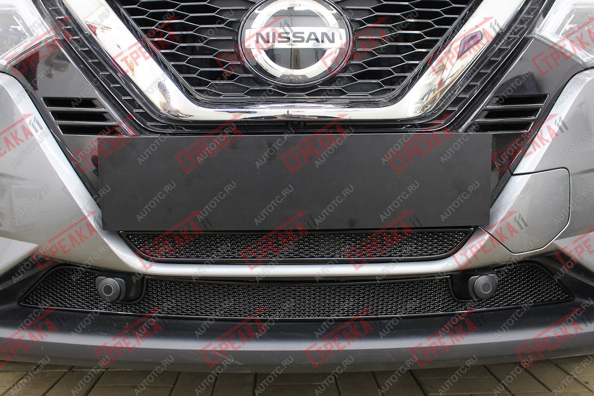 3 899 р. Защита радиатора (низ 2 части) Стрелка11 Стандарт  Nissan Qashqai  2 (2017-2022) J11 рестайлинг (черная)  с доставкой в г. Горно‑Алтайск