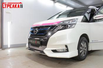 2 499 р. Защита радиатор (низ) Стрелка11 Стандарт  Nissan Serena  C27 (2016-2019) минивэн дорестайлинг (хром)  с доставкой в г. Горно‑Алтайск. Увеличить фотографию 2