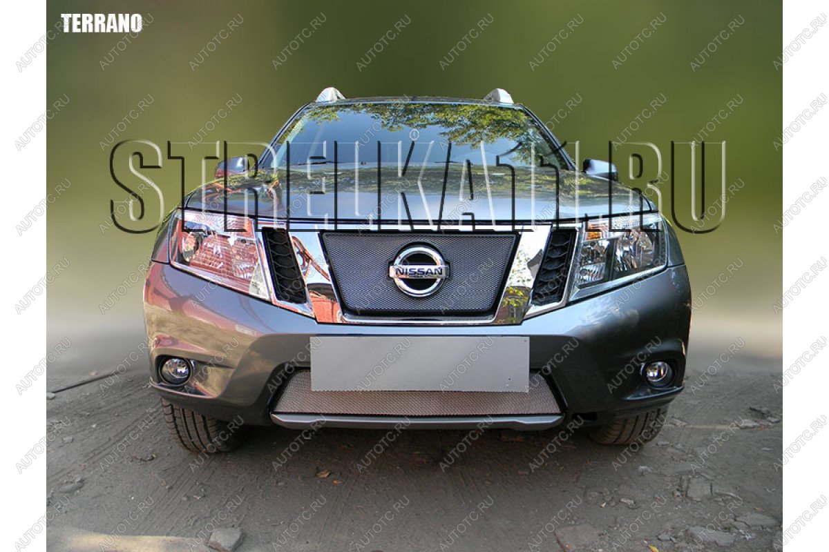 3 279 р. Защита радиатора (верх) Стрелка11 Стандарт  Nissan Terrano  D10 (2013-2016) дорестайлинг (черная)  с доставкой в г. Горно‑Алтайск