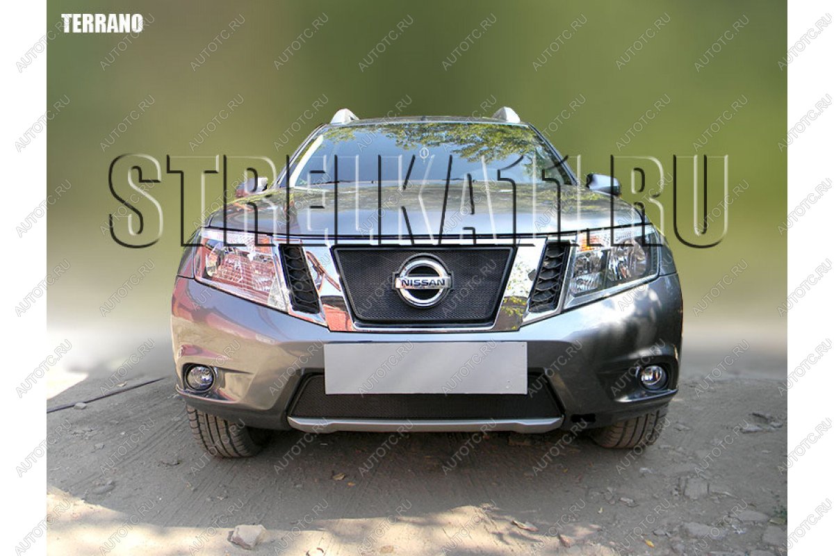 3 099 р. Защита радиатора (низ) Стрелка11 Стандарт Nissan Terrano D10 дорестайлинг (2013-2016) (черная)  с доставкой в г. Горно‑Алтайск