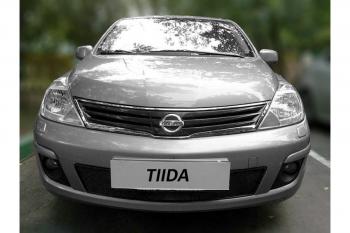 Защита радиатора Стрелка11 Стандарт Nissan (Нисан) Tiida (Тиида)  1 хэтчбек (2010-2014) 1 хэтчбек C11 рестайлинг