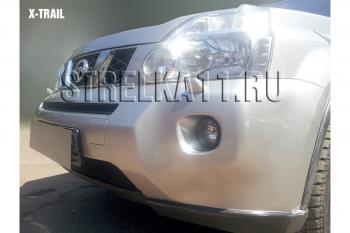 3 399 р. Защита радиатора (низ) Стрелка11 Стандарт Nissan X-trail 2 T31 дорестайлинг (2007-2011) (черная)  с доставкой в г. Горно‑Алтайск. Увеличить фотографию 2