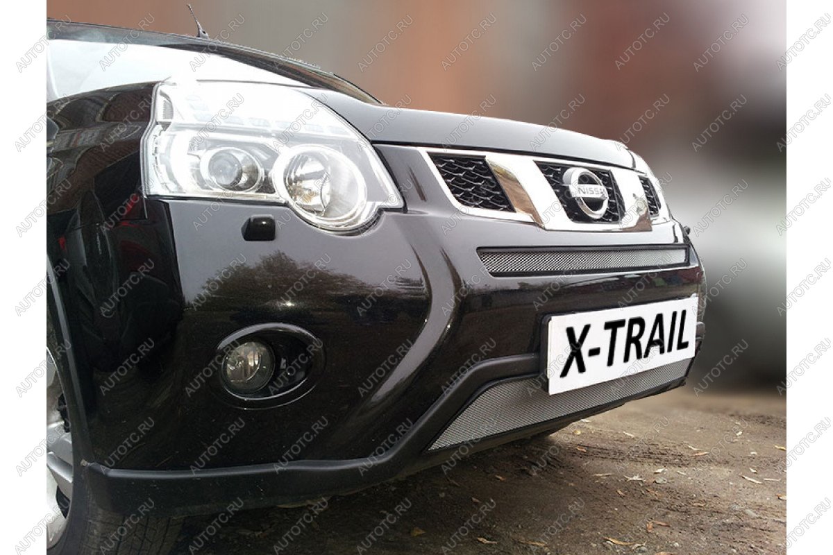 3 589 р. Защита радиатора (низ) Стрелка11 Стандарт  Nissan X-trail  2 T31 (2010-2015) рестайлинг (хром)  с доставкой в г. Горно‑Алтайск