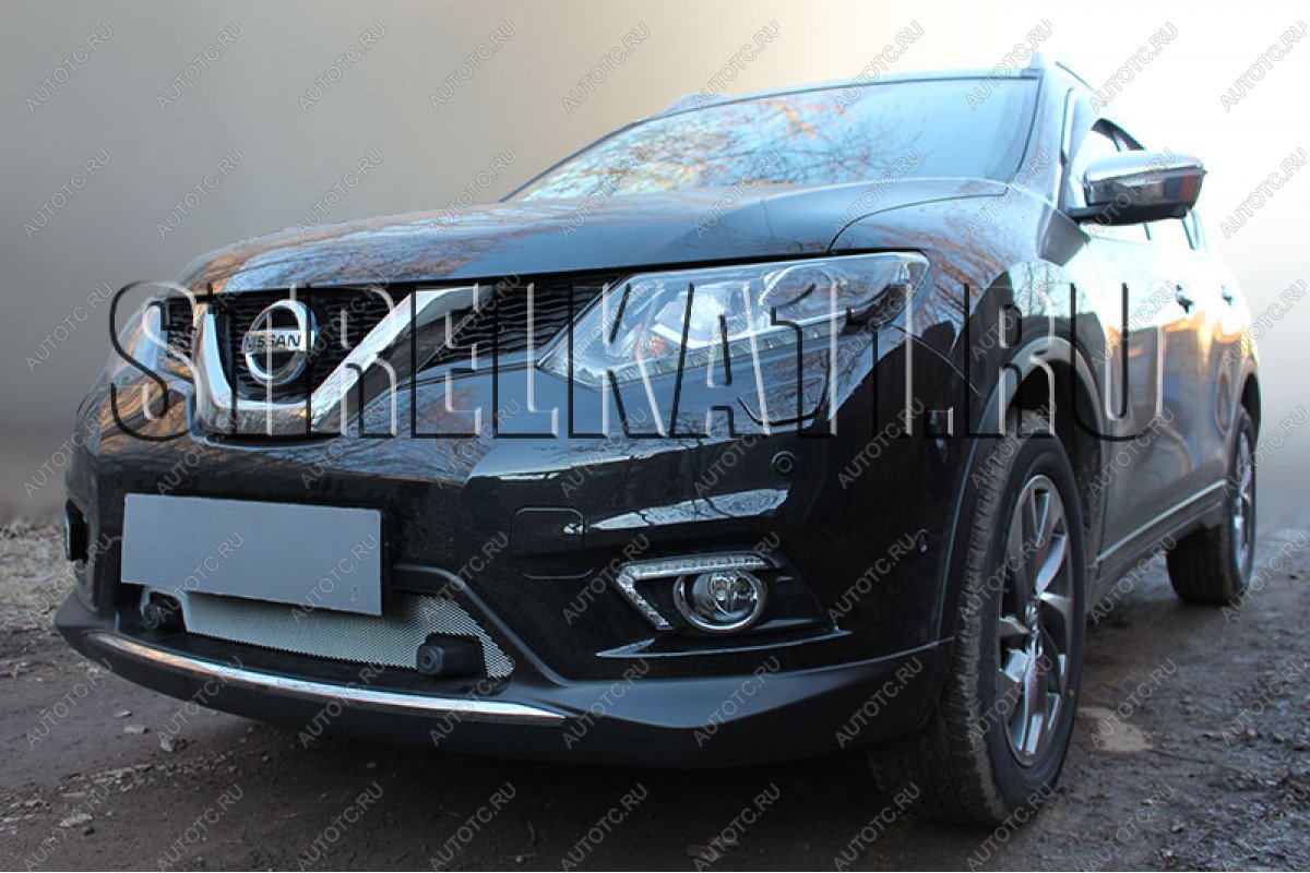 3 499 р. Защита радиатора (с парктроником низ) Стрелка11 Стандарт  Nissan X-trail  3 T32 (2013-2018) дорестайлинг (хром)  с доставкой в г. Горно‑Алтайск