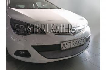 3 779 р. Защита радиатора Стрелка11 Стандарт  Opel Astra  J GTC (2011-2018) (черная)  с доставкой в г. Горно‑Алтайск. Увеличить фотографию 2