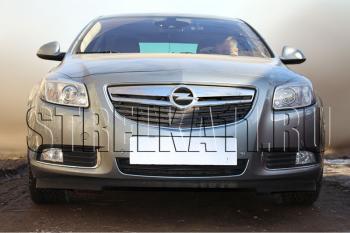 3 399 р. Защита радиатора Стрелка11 Стандарт  Opel Insignia ( A,  А) (2008-2013) дорестайлинг седан, дорестайлинг универсал, дорестайлинг, хэтчбэк (черная)  с доставкой в г. Горно‑Алтайск. Увеличить фотографию 2