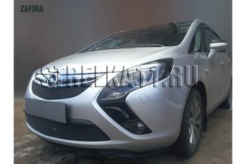 3 589 р. Защита радиатора (верх) Стрелка11 Стандарт  Opel Zafira  С (2011-2016) дорестайлинг (черная)  с доставкой в г. Горно‑Алтайск. Увеличить фотографию 2