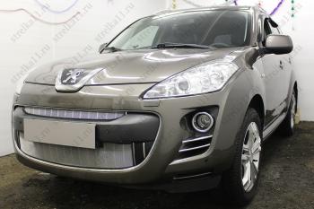 3 299 р. Защита радиатора (низ) Стрелка11 Стандарт  Peugeot 4007 (2007-2012) (хром)  с доставкой в г. Горно‑Алтайск. Увеличить фотографию 2