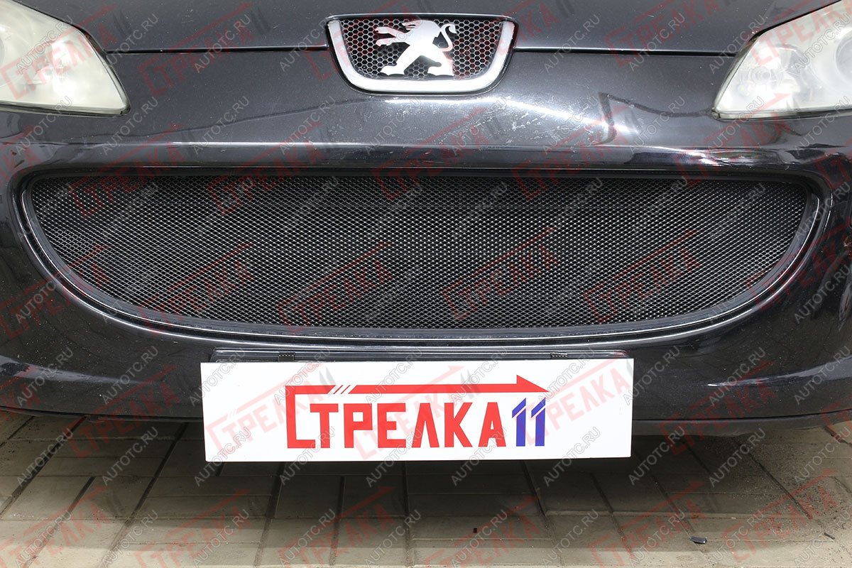 3 199 р. Защита радиатора (низ) Стрелка11 Стандарт  Peugeot 407 ( седан,  универсал) (2004-2011) (черная)  с доставкой в г. Горно‑Алтайск