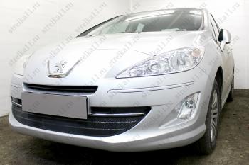 3 679 р. Защита радиатора (3 части) Стрелка11 Стандарт  Peugeot 408 (2010-2017)  дорестайлинг (черная)  с доставкой в г. Горно‑Алтайск. Увеличить фотографию 2