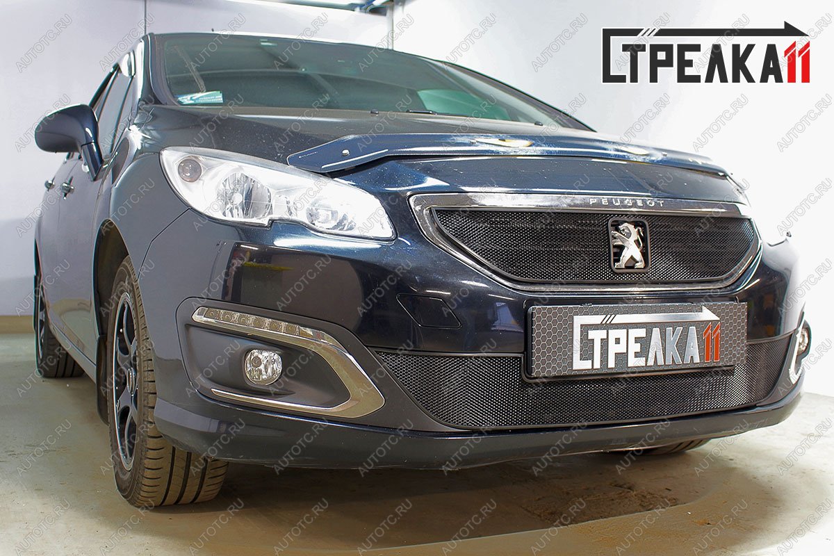 3 179 р. Защита радиатора (верх) Стрелка11 Стандарт  Peugeot 408 (2015-2022) рестайлинг (хром)  с доставкой в г. Горно‑Алтайск