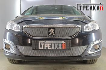 3 179 р. Защита радиатора (верх) Стрелка11 Стандарт  Peugeot 408 (2015-2022) рестайлинг (хром)  с доставкой в г. Горно‑Алтайск. Увеличить фотографию 2