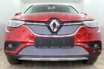 3 699 р. Защита радиатора (верх, 2 части) Стрелка11 Стандарт  Renault Arkana (2019-2024) (хром)  с доставкой в г. Горно‑Алтайск. Увеличить фотографию 2