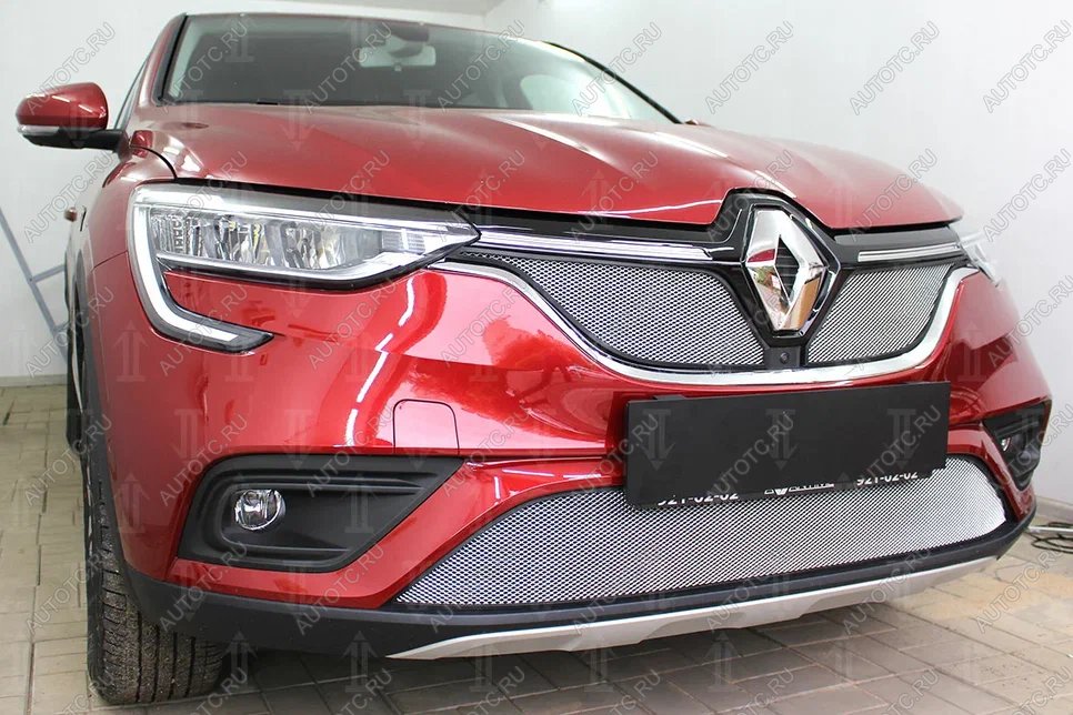 3 699 р. Защита радиатора (верх, 2 части) Стрелка11 Стандарт  Renault Arkana (2019-2024) (хром)  с доставкой в г. Горно‑Алтайск