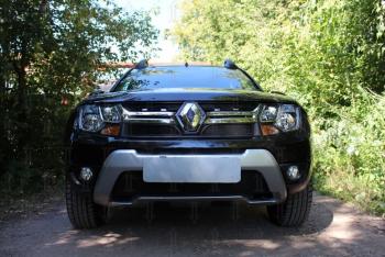 3 099 р. Защита радиатора (верх) Стрелка11 Стандарт  Renault Duster  HS (2015-2021) рестайлинг (черная)  с доставкой в г. Горно‑Алтайск. Увеличить фотографию 3