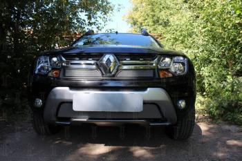 3 199 р. Защита радиатора (верх) Стрелка11 Стандарт  Renault Duster  HS (2015-2021) рестайлинг (хром)  с доставкой в г. Горно‑Алтайск. Увеличить фотографию 3