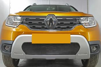 3 599 р. Защита радиатора (верх, 4 части) Стрелка11 Стандарт  Renault Duster  HM (2020-2024) (черная)  с доставкой в г. Горно‑Алтайск. Увеличить фотографию 3