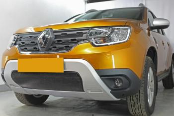 3 599 р. Защита радиатора (верх, 4 части) Стрелка11 Стандарт  Renault Duster  HM (2020-2024) (черная)  с доставкой в г. Горно‑Алтайск. Увеличить фотографию 2