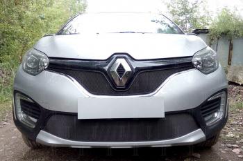 3 299 р. Защита радиатора (верх) Стрелка11 Стандарт  Renault Kaptur (2016-2020) дорестайлинг (черная)  с доставкой в г. Горно‑Алтайск. Увеличить фотографию 2