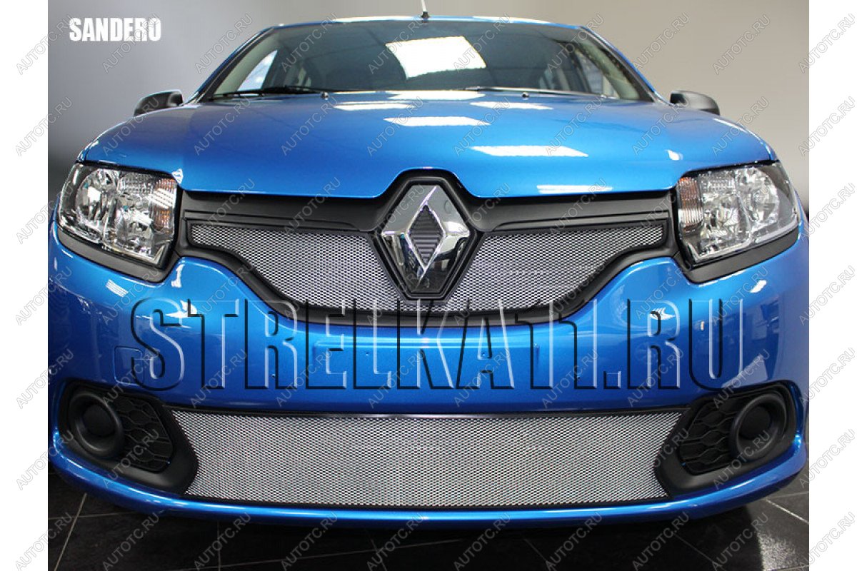 3 099 р. Защита радиатора (низ) Стрелка11 Стандарт Renault Sandero (B8) дорестайлинг (2014-2018) (хром)  с доставкой в г. Горно‑Алтайск