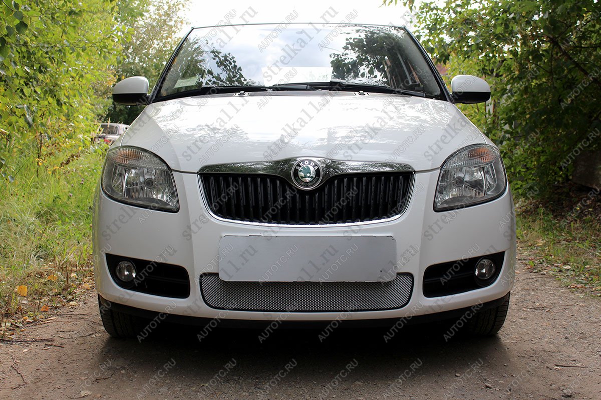 2 799 р. Защита радиатора Стрелка11 Стандарт  Skoda Fabia  Mk2 (2007-2010) универсал дорестайлинг, хэтчбэк дорестайлинг (хром)  с доставкой в г. Горно‑Алтайск