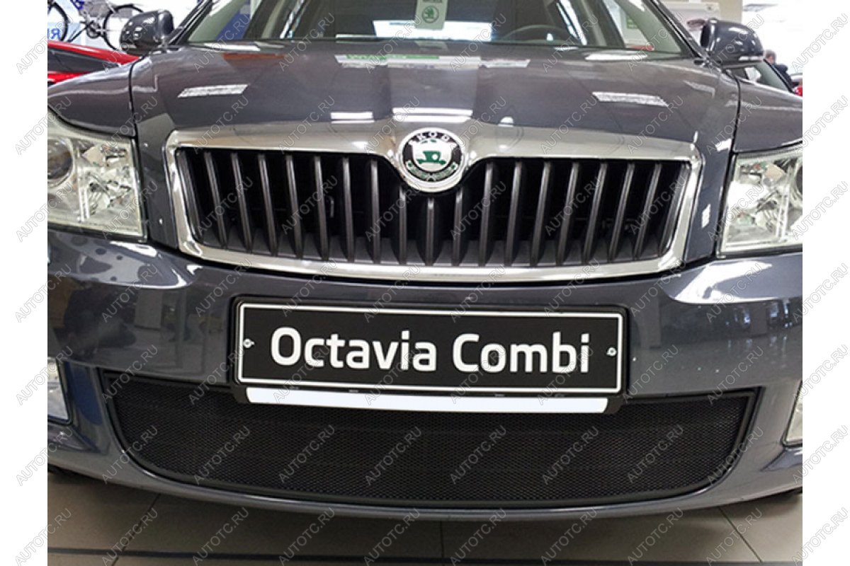 2 899 р. Защита радиатора Стрелка11 Стандарт  Skoda Octavia  A5 (2008-2013) лифтбэк рестайлинг, рестайлинг универсал (черная)  с доставкой в г. Горно‑Алтайск