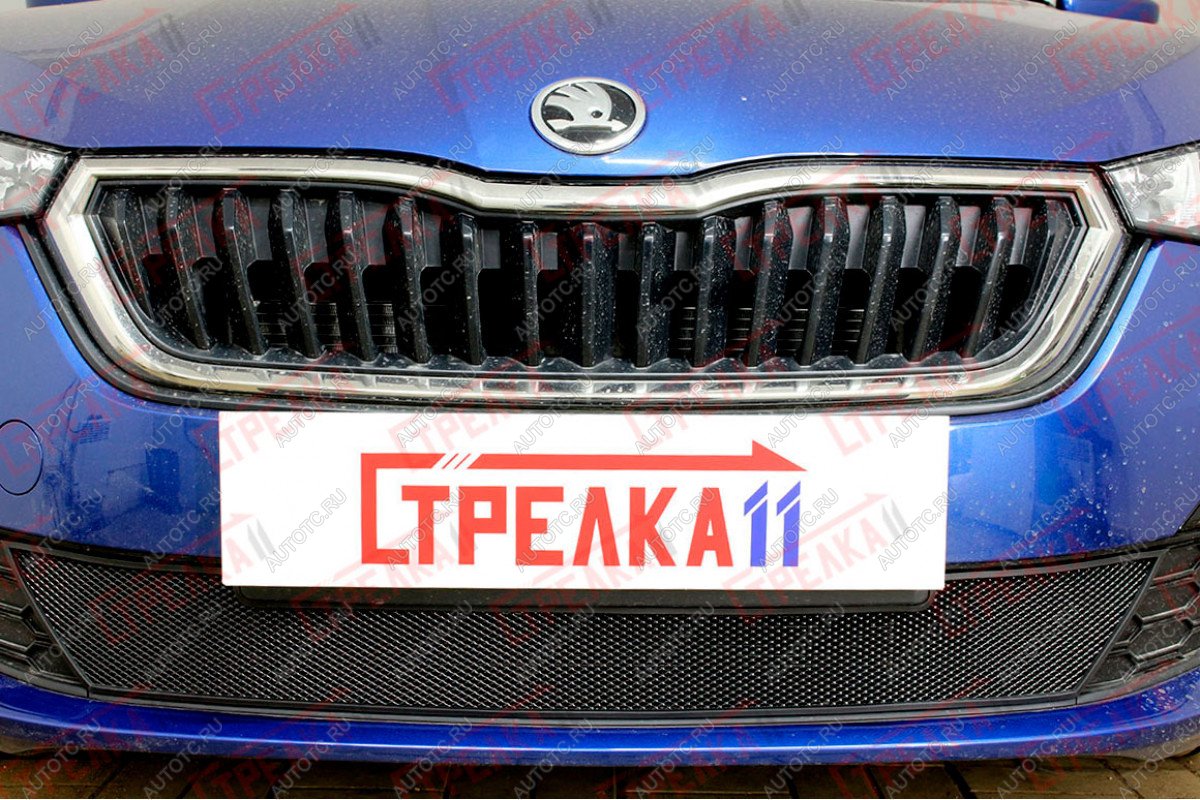 3 179 р. Защита радиатора (низ) Стрелка11 Стандарт  Skoda Rapid  MK2 (2019-2024) (черная)  с доставкой в г. Горно‑Алтайск