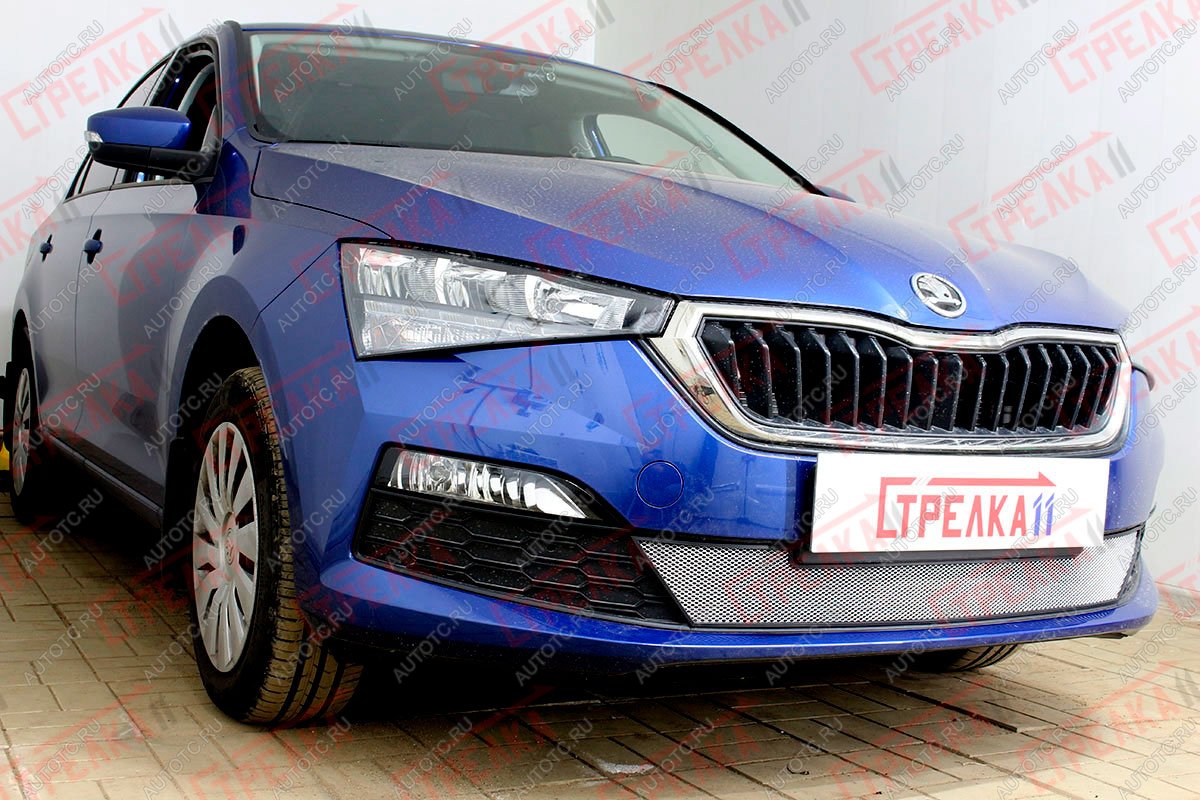 3 899 р. Защита радиатора (низ) Стрелка11 Стандарт  Skoda Rapid  MK2 (2019-2025) (хром)  с доставкой в г. Горно‑Алтайск