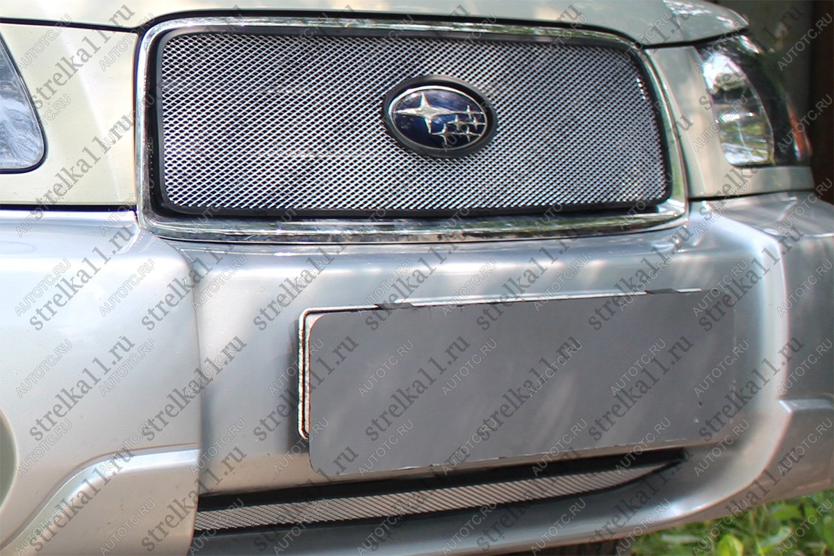 2 799 р. Защита радиатора (низ) Стрелка11 Стандарт  Subaru Forester  SG (2002-2005) дорестайлинг (хром)  с доставкой в г. Горно‑Алтайск