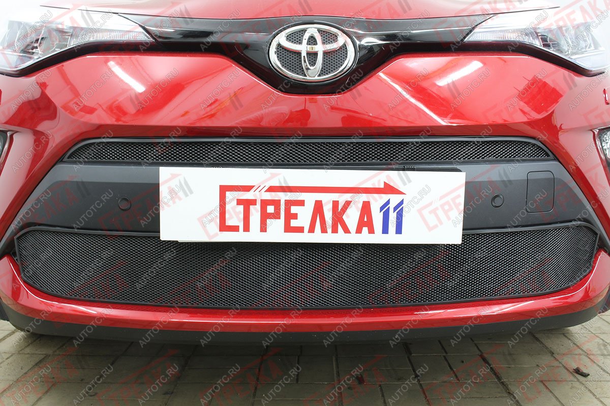 2 689 р. Защита радиатора (верх) Стрелка11 Стандарт  Toyota C-HR  NGX10, ZGX10 (2019-2024) рестайлинг (черная)  с доставкой в г. Горно‑Алтайск