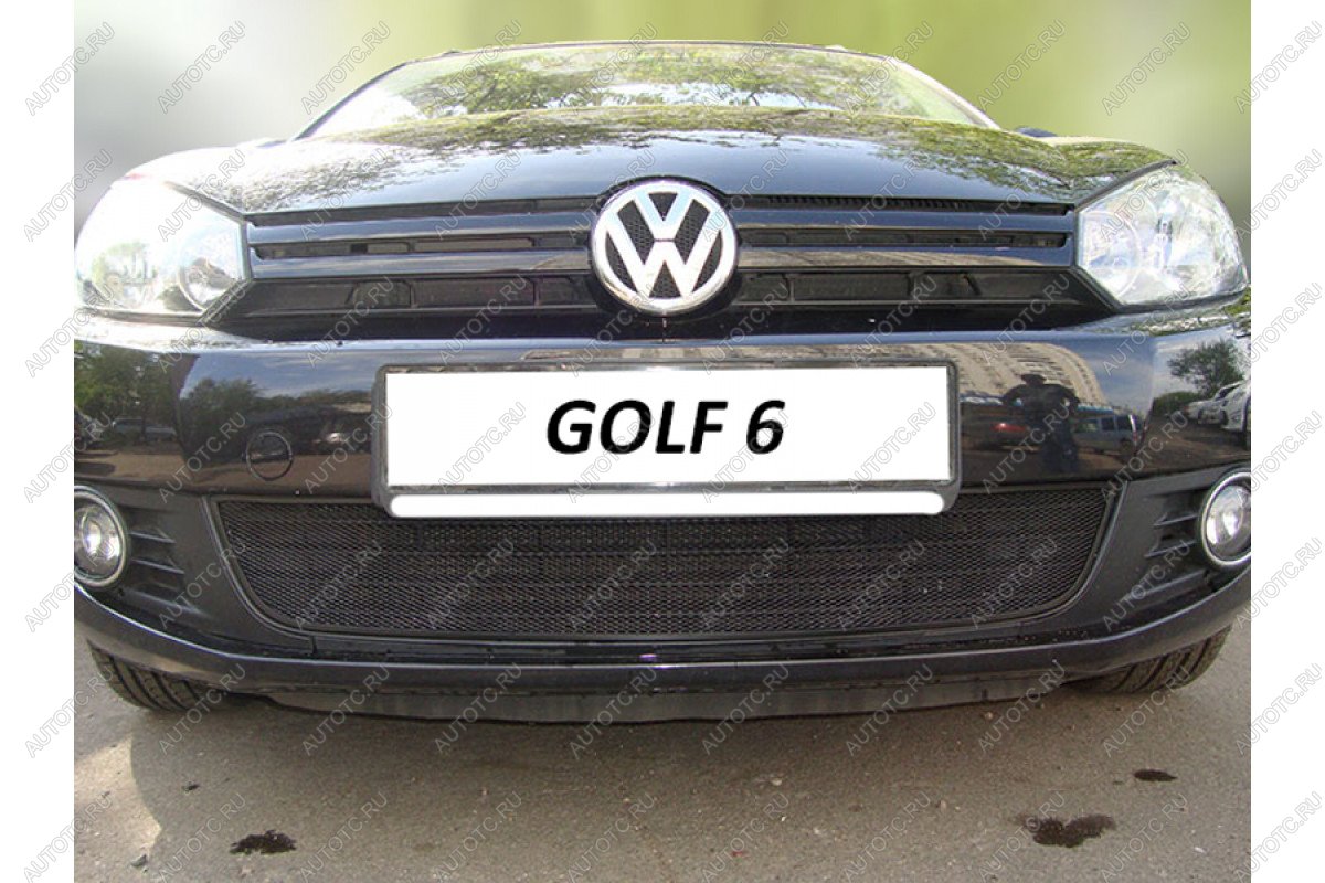 2 899 р. Защита радиатора Стрелка11 Стандарт  Volkswagen Golf  6 (2008-2014) хэтчбэк 5 дв. (черная)  с доставкой в г. Горно‑Алтайск