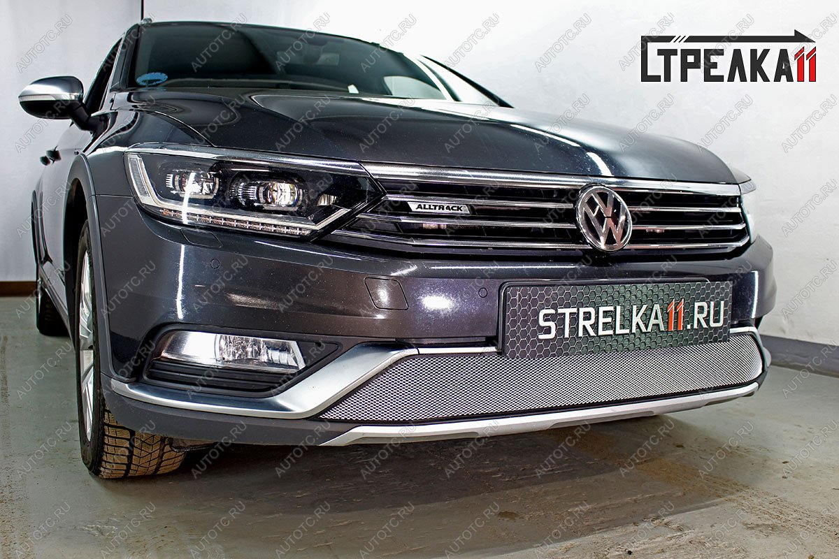 3 179 р. Защита радиатора (низ) (Alltrack 2.0) Стрелка11 Стандарт  Volkswagen Passat  B8 (2015-2019) седан дорестайлинг, универсал дорестайлинг (хром)  с доставкой в г. Горно‑Алтайск