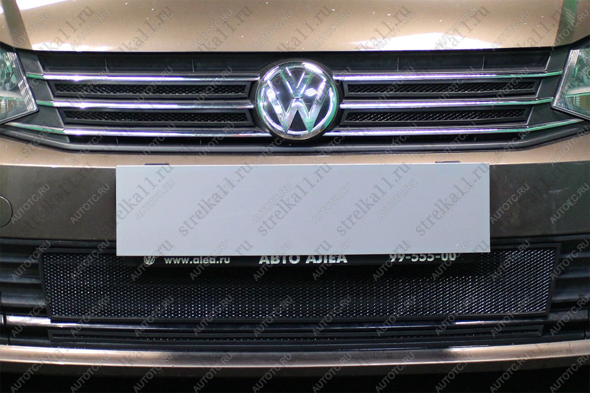 3 679 р. Защита радиатора (4 части верх) Стрелка11 Стандарт Volkswagen Polo 5 седан рестайлинг (2015-2020) (черная)  с доставкой в г. Горно‑Алтайск