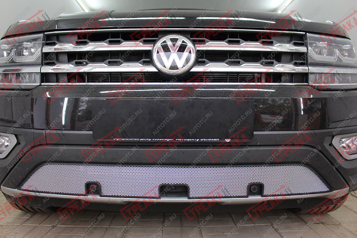 3 499 р. Защита радиатора (низ) Стрелка11 Стандарт  Volkswagen Teramont  CA1 (2016-2020) дорестайлинг (хром)  с доставкой в г. Горно‑Алтайск