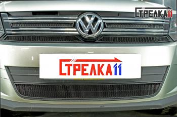 Защита радиатора (верх 4 части) Стрелка11 Стандарт Volkswagen (Волксваген) Tiguan (Тигуан)  NF (2011-2017) NF рестайлинг