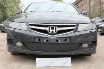 Зимняя заглушка решетки радиатора Стрелка11 Honda (Хонда) Accord (Аккорд)  CM (2006-2008) CM универсал рестайлинг  (черная)