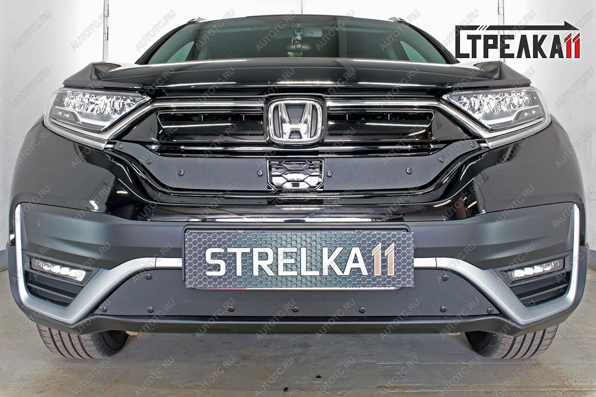 799 р. Зимняя заглушка решетки радиатора (низ с парктроником) Стрелка11  Honda CR-V  RW,RT (2019-2022) рестайлинг (черная)  с доставкой в г. Горно‑Алтайск