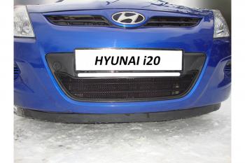 799 р. Зимняя заглушка решетки радиатора Стрелка11  Hyundai i20  PB (2008-2012) хэтчбэк дорестайлинг (черная)  с доставкой в г. Горно‑Алтайск. Увеличить фотографию 2