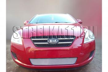 799 р. Зимняя заглушка решетки радиатора Стрелка11  KIA Ceed  1 ED (2006-2010) дорестайлинг универсал, дорестайлинг, хэтчбэк 5 дв. (черная)  с доставкой в г. Горно‑Алтайск. Увеличить фотографию 2