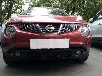 799 р. Зимняя заглушка решетки радиатора Стрелка11  Nissan Juke  1 YF15 (2010-2014) дорестайлинг (черная)  с доставкой в г. Горно‑Алтайск. Увеличить фотографию 2