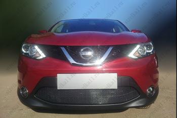 799 р. Зимняя заглушка решетки радиатора Стрелка11  Nissan Qashqai  2 (2013-2019) J11 дорестайлинг (черная)  с доставкой в г. Горно‑Алтайск. Увеличить фотографию 2