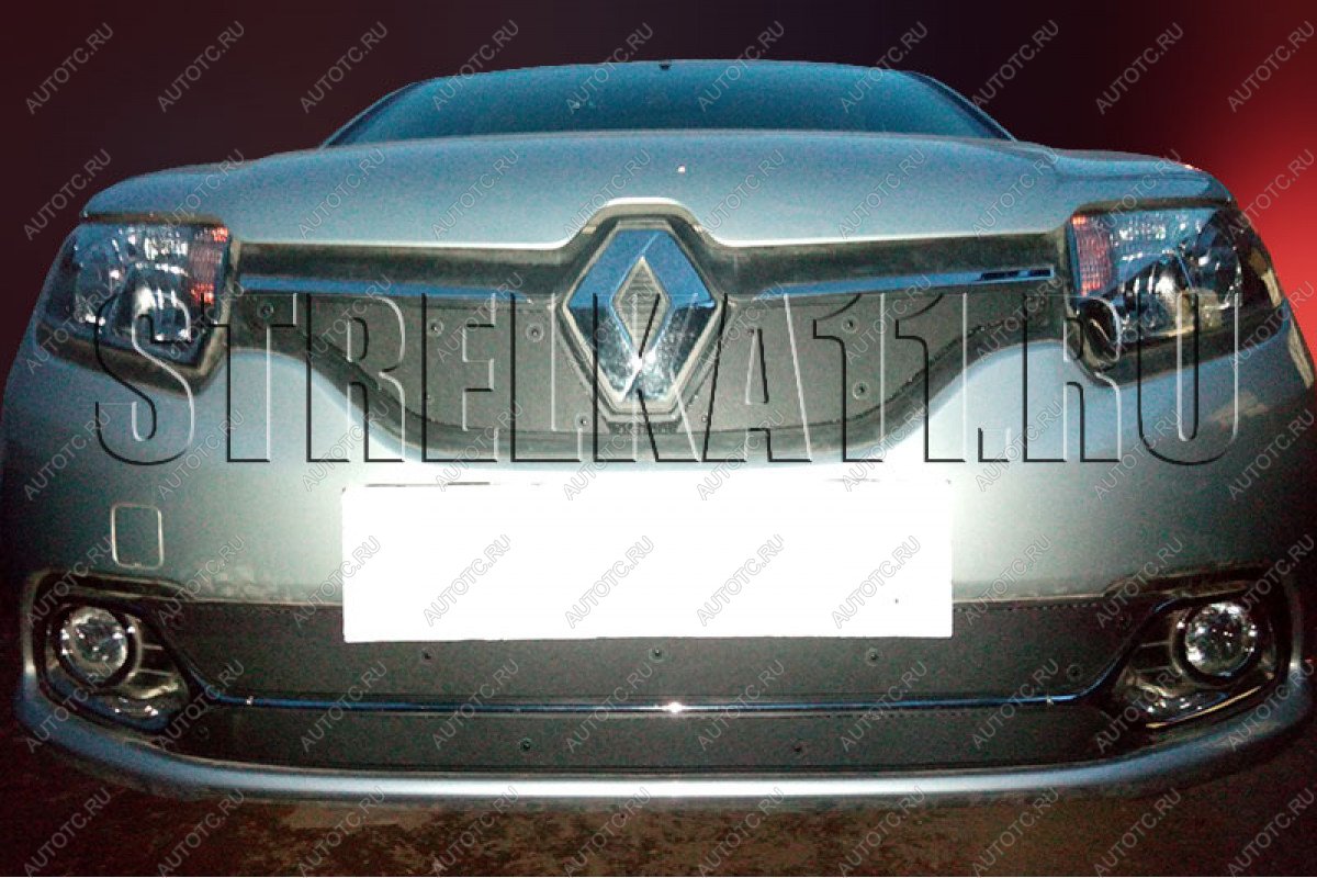 969 р. Зимняя заглушка решетки радиатора (Privilege, Luxe Privilege) (низ) Стрелка11 Renault Logan 2 дорестайлинг (2014-2018) (черная)  с доставкой в г. Горно‑Алтайск