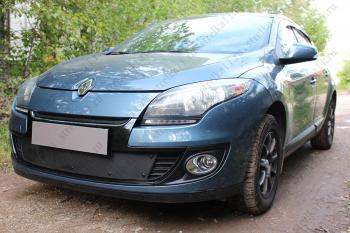 799 р. Зимняя заглушка решетки радиатора (низ) Стрелка11  Renault Megane  купе 3 дв. (2012-2014) 1-ый рестайлинг (черная)  с доставкой в г. Горно‑Алтайск. Увеличить фотографию 2