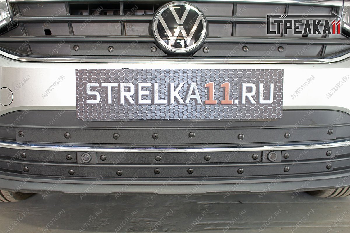 1 599 р. Зимняя заглушка решетки радиатора (низ) Стрелка11 Volkswagen Tiguan Mk2 рестайлинг (2020-2022) (черная)  с доставкой в г. Горно‑Алтайск